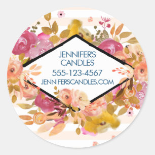 Sticker Rond Bouquet floral orange et rose