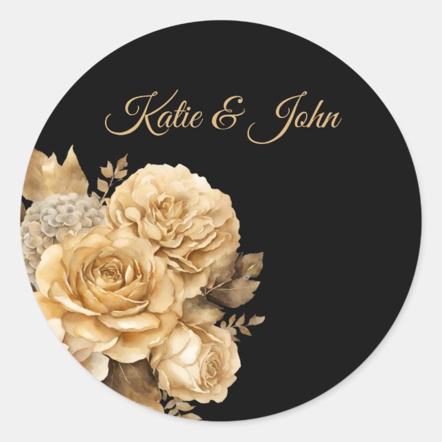 Sticker Rond Bouquet-Mariage de fleurs neutres (Devant)
