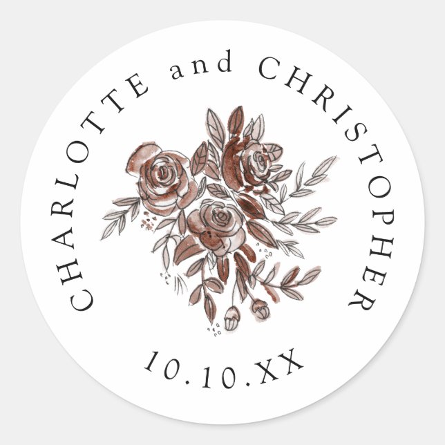 Sticker Rond bouquet mariage rose pâle (Devant)