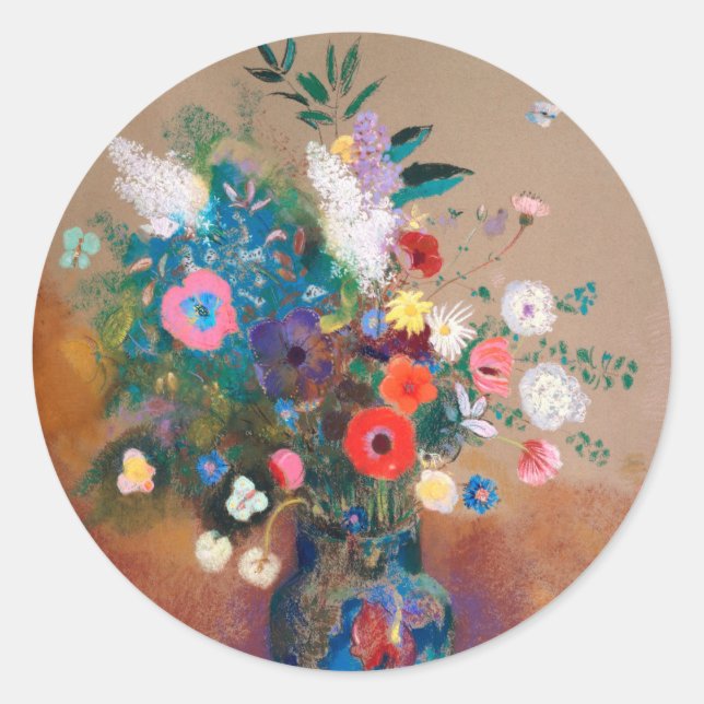 Sticker Rond Bouquet of Wild Field Flowers - Odilon Redon (Devant)