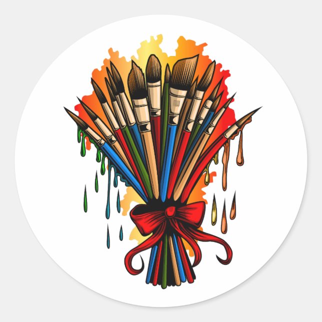 Sticker Rond Bouquet Paintbrush (Devant)