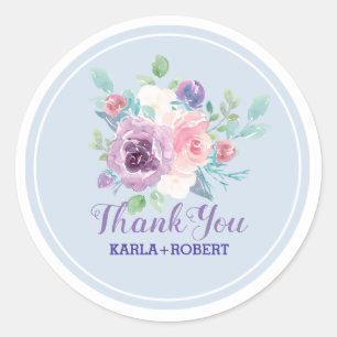 Sticker Rond Bouquet Pastel Aquarelles