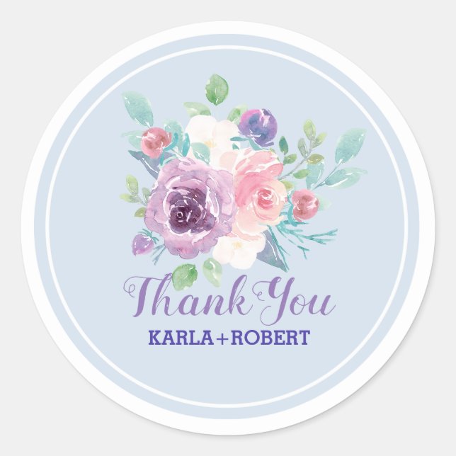 Sticker Rond Bouquet Pastel Aquarelles (Devant)
