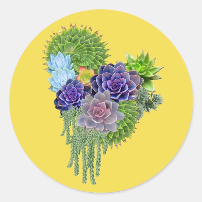 Sticker Rond Bouquet Succulent-mariage (Devant)