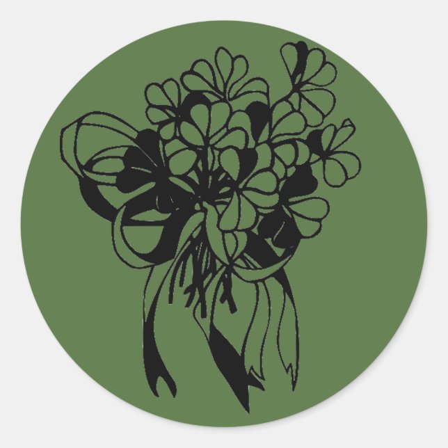 Sticker Rond Bouquet Trèfle Irlandais Jour de la Saint-Patrick  (Devant)