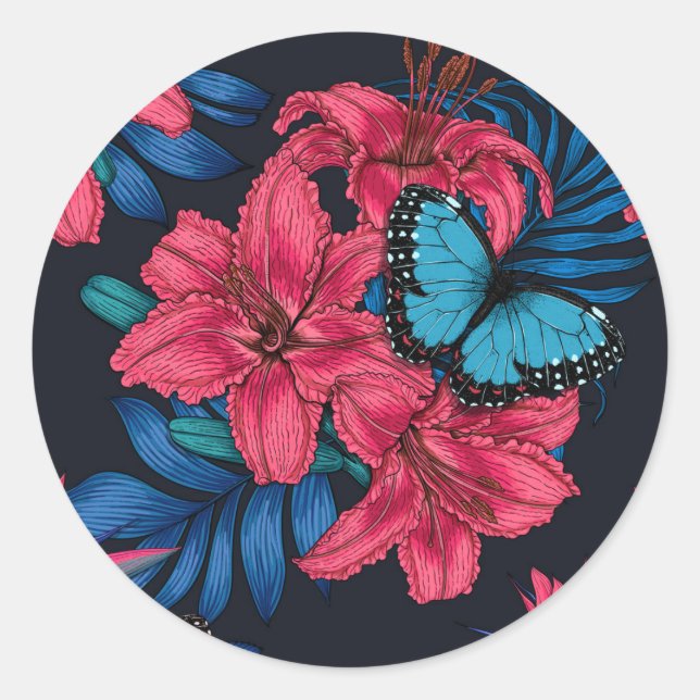 Sticker Rond Bouquet tropical (Devant)
