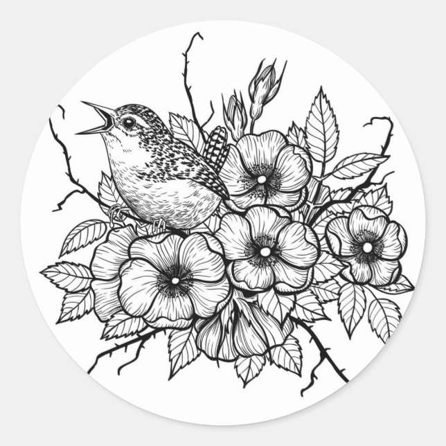 Sticker Rond Bouquet Wren (Devant)