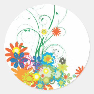Sticker Rond bouquets de fleurs de tourbillons vectoriels
