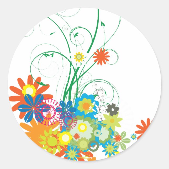 Sticker Rond bouquets de fleurs en spirale vectoriel (Devant)