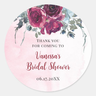 Sticker Rond Bouquets Floraux Bourgogne Aquarelle