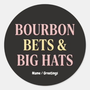 Sticker Rond Bourbon Bets & Big Hats Retro Social Club Cheval