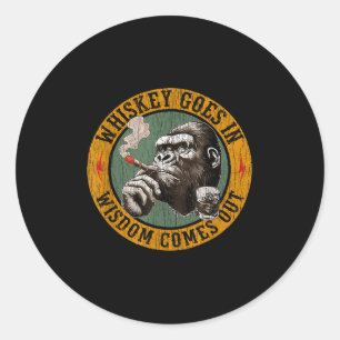 Sticker Rond Bourbon Va Dans La Sagesse Sortit Le Whiskey Singe