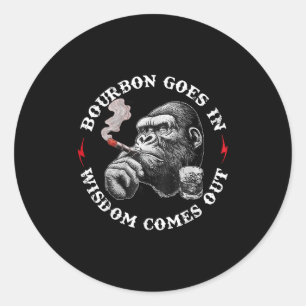 Sticker Rond Bourbon Va Dans La Sagesse Vient De Monkey Whiskey