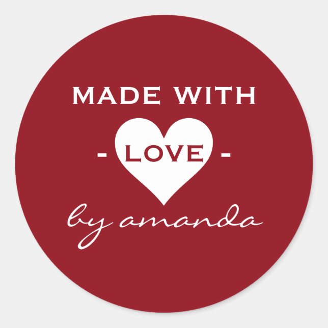 Sticker Rond Bourgogne et blanc - faits avec amour (couleur (Devant)