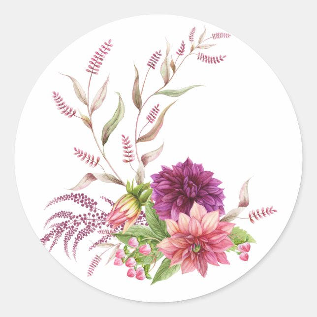 Sticker Rond Bourgogne - Floral Marsala (Devant)
