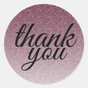 Sticker Rond Bourgogne rose glamour pailleté ombré merci