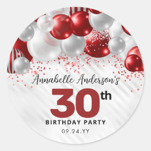 Sticker Rond Bourgogne Rouge argent ballon Parties scintillant 
