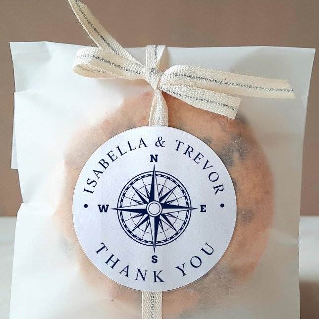 Sticker Rond Boussole marine blanche | Merci de la marine (Créateur téléchargé)