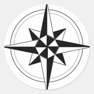 Sticker Rond Boussole nautique noire