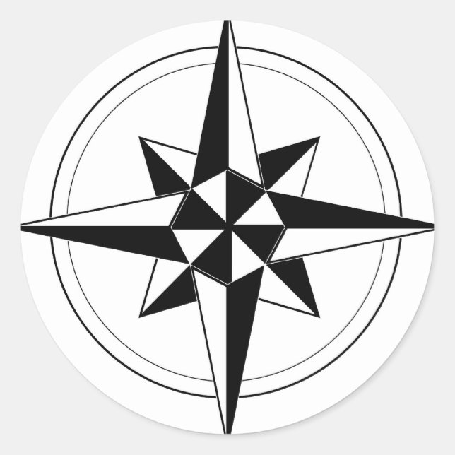 Sticker Rond Boussole noire (Devant)