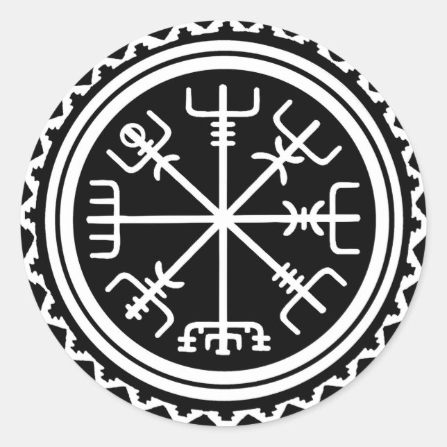 Sticker Rond Boussole Viking Vegvisir (Devant)
