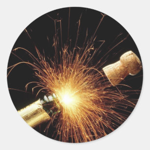 Sticker Rond bouteille de champagne la Saint-Sylvestre