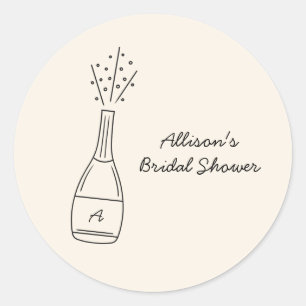 Sticker Rond Bouteille de Champagne Pétillante qui Saute pour u