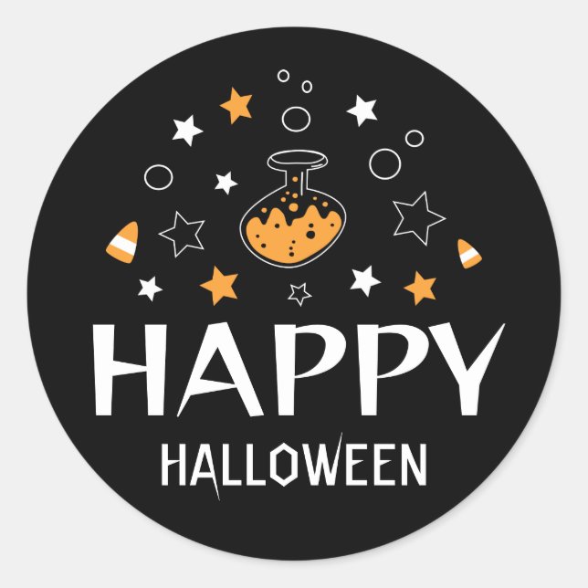Sticker Rond bouteille de potion d'halloween heureuse (Devant)