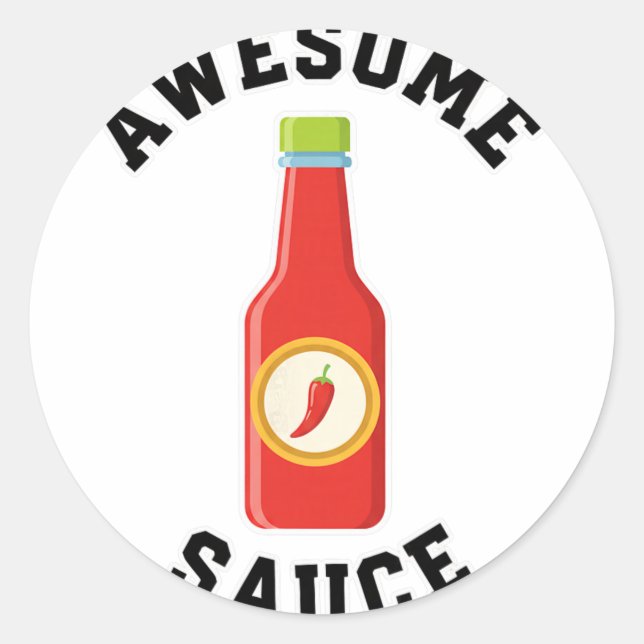 Sticker Rond Bouteille de Sauce Awesome au Poulet  (Devant)