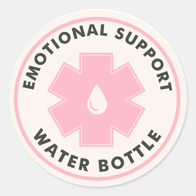 Sticker Rond Bouteille d'eau de support émotionnel (Devant)