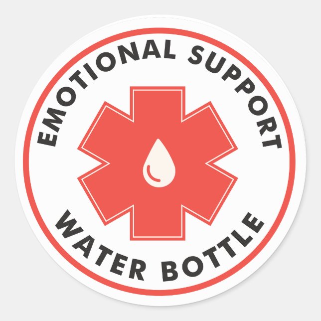 Sticker Rond Bouteille d'eau de support émotionnel (Devant)