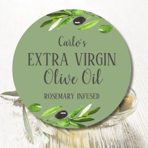 Sticker Rond Bouteille d'huile d'olive extra vierge Produit ver