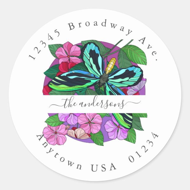 Sticker Rond Bouteille & Floral Adresse de retour Enveloppe Sce (Devant)