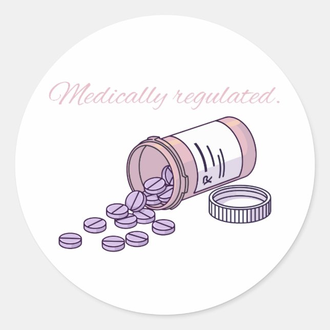 Sticker Rond Bouteille Rose Mignonne de Médicaments Réglementés (Devant)