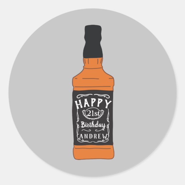 Sticker Rond Bouteille Whiskey 21e anniversaire Amateurs de Whi (Devant)