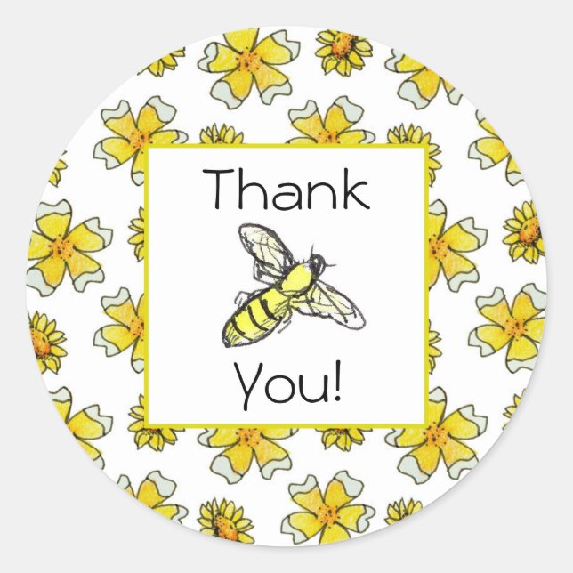 Sticker Rond Bouteilles d'abeille de miel Merci d'aquarelle (Devant)