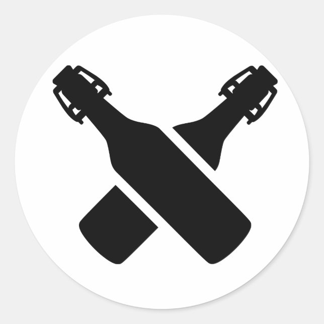 Sticker Rond Bouteilles de bière traversées (Devant)