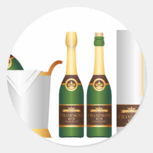 Sticker Rond bouteilles de champagne