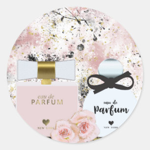 Sticker Rond Bouteilles de parfum de New York Or & Roses Roses 