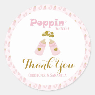 Sticker Rond Bouteilles Pink Baby shower fille