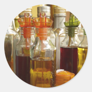 Sticker Rond Bouteilles vintages à huile