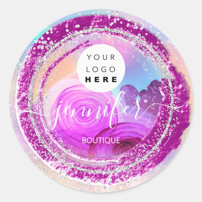 Sticker Rond Boutique Boutique Parties scintillant Frame Argent (Devant)