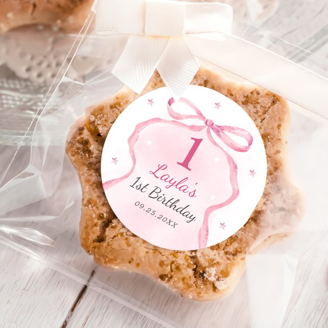 Sticker Rond Boutique Bow rose 1er anniversaire (Créateur téléchargé)