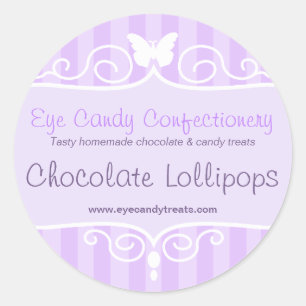 Sticker Rond Boutique confiserie alimentaire violet collants ro