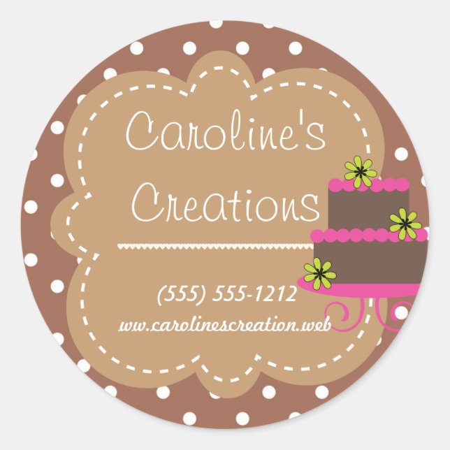 Sticker Rond Boutique de boulangerie, Polka Dot Brown (Devant)