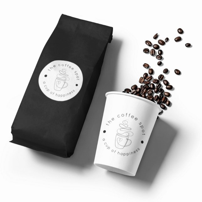 Sticker Rond Boutique De Café Personnalisée Ajouter Votre Logo  (Créateur téléchargé)