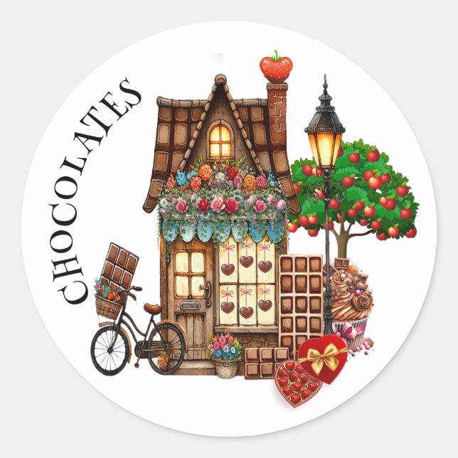 Sticker Rond Boutique de chocolat (Devant)