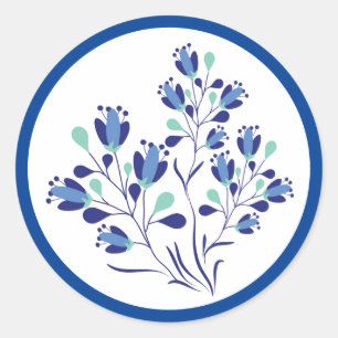 Sticker Rond boutique de fleurs florales bleues brassard rond
