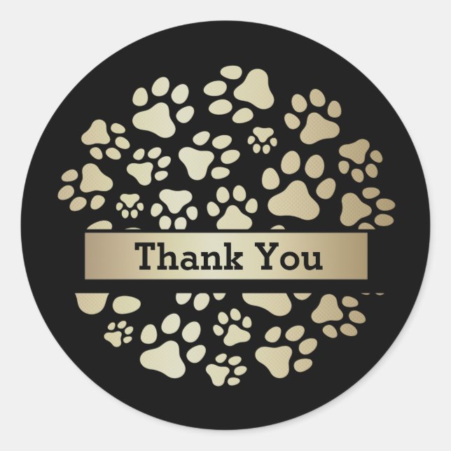 Sticker Rond Boutique de luxe Black Gold Foil pour animaux de c (Devant)