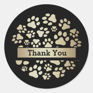 Sticker Rond Boutique de luxe Black Gold Foil pour animaux de c